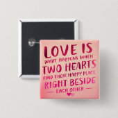 Liebe ist zwei Herzen, rosa Button (Vorne & Hinten)