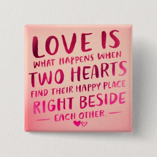Liebe ist zwei Herzen, rosa Button (Vorderseite)