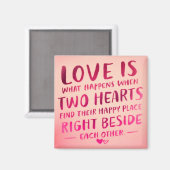 Liebe ist zwei Herzen, rosa Magnet (Vorderseite/Rückseite)