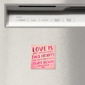 Liebe ist zwei Herzen, rosa Magnet (In Situ (Geschirrspüler))