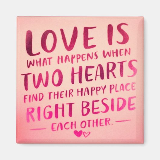 Liebe ist zwei Herzen, rosa Magnet (Vorne)