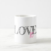 LIEBE IT Moderne Typografie Schwarz-weiß Pink Arti Kaffeetasse (Mittel)
