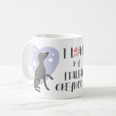 Liebe Italian Greyhound Gray Cartoon Dog Niedliche Kaffeetasse (Vorderseite Links)