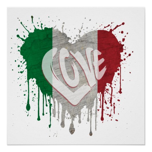 Liebe Italien Flagge Poster (Vorderseite)