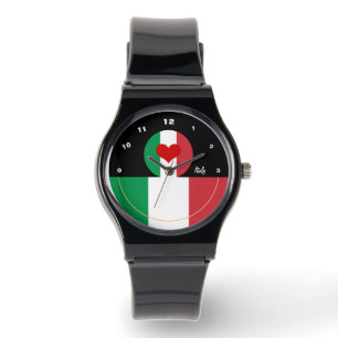 Liebe Italien Uhr, rotes Herz, italienische Flagge Armbanduhr