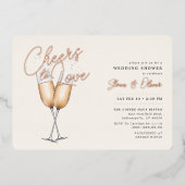 Liebe Ivory Brautparty Rose Gold Folieneinladung (Vorderseite)