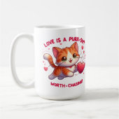 Liebe Jagd Glück Katze Inspiriert Valentine Kaffeetasse (Links)