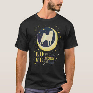 Liebe Japanisch Akita in den Mond T-Shirt