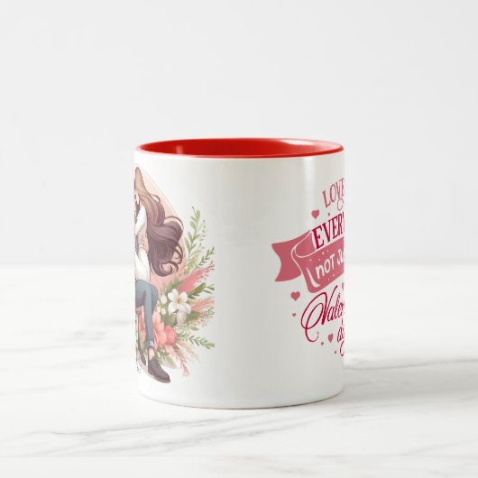 Liebe Jeden Tag | Valentinstag Zweifarbige Tasse (Mittel)