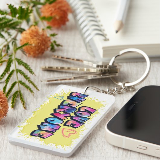 Liebe Jeder farbenfrohe Entwurf Schlüsselanhänger (Vorderseite rechts)