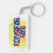 Liebe Jeder farbenfrohe Entwurf Schlüsselanhänger (Rückseite)