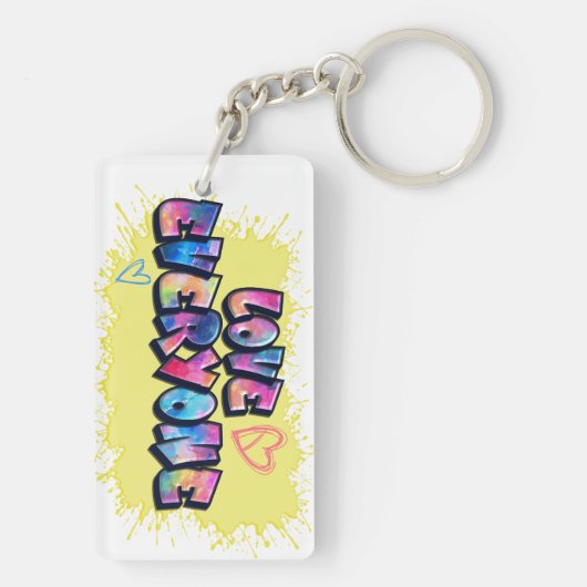 Liebe Jeder farbenfrohe Entwurf Schlüsselanhänger (Rückseite)