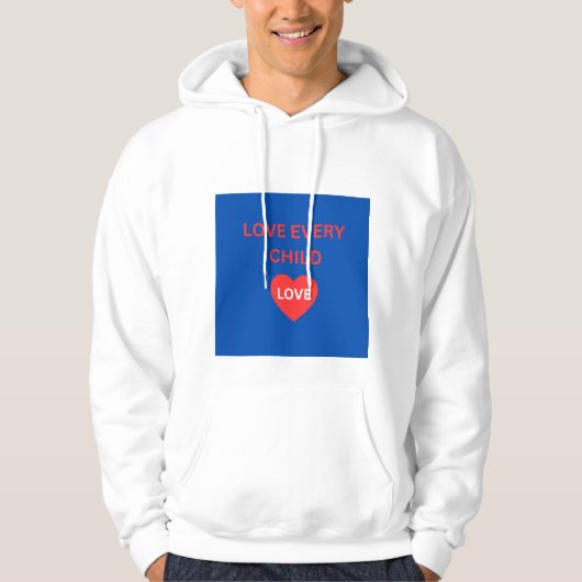 Liebe jedes Kind Herz weißer Pullover Hoodie (Vorderseite)