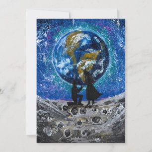 Liebe jenseits des Mondes - handgefertigte Kunstwe Einladung