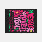 Liebe Jesus Boho Floral Religiöser Glaube Fleecedecke (Vorderseite (Horizontal))