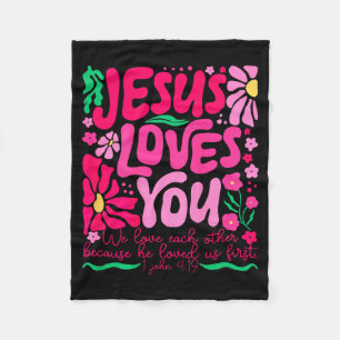 Liebe Jesus Boho Floral Religiöser Glaube Fleecedecke
