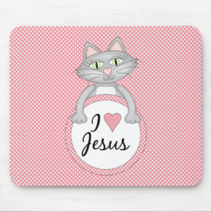 Liebe Jesus Mousepad der Comic-Katzen-I