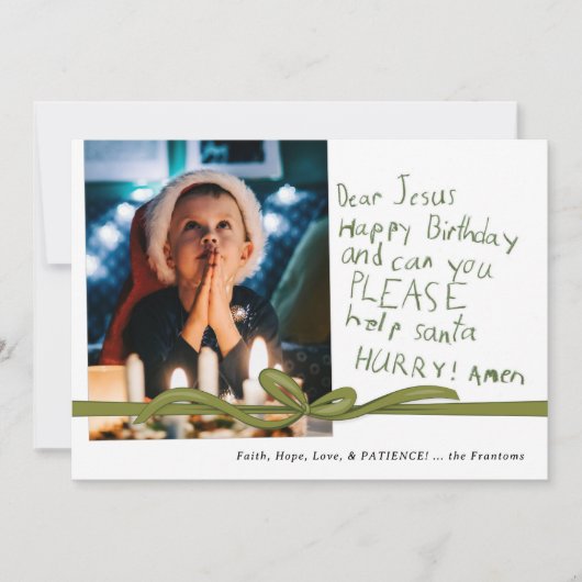 Liebe Jesus Olive Crayon Hinweis Foto Weihnachtska (Vorderseite)