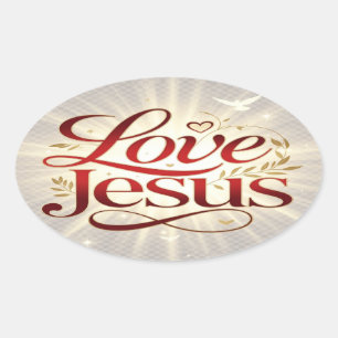 Liebe Jesus Ovaler Aufkleber