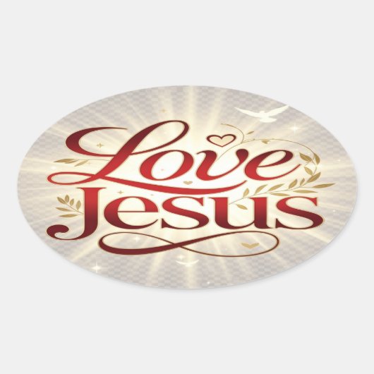 Liebe Jesus Ovaler Aufkleber (Vorderseite)