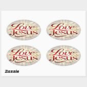 Liebe Jesus Ovaler Aufkleber (Blatt)