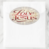Liebe Jesus Ovaler Aufkleber (Tasche)