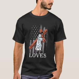 Liebe Jesus und Amerika zu US-Flaggengott Christli T-Shirt