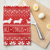 Liebe Joce Peace Corgis Feierliche Weihnachtsfeier Geschirrtuch (Viertel Falte)