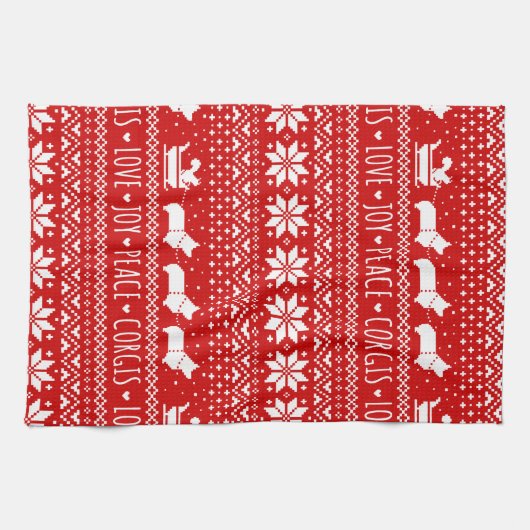 Liebe Joce Peace Corgis Feierliche Weihnachtsfeier Geschirrtuch (Horizontal)