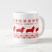 Liebe Joce Peace Corgis Festlicher Weihnachtsfeier Jumbo-Tasse (Vorderseite Rechts)