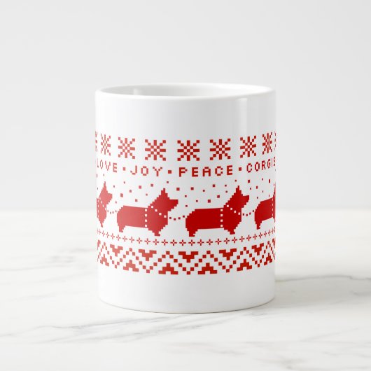 Liebe Joce Peace Corgis Festlicher Weihnachtsfeier Jumbo-Tasse (Vorderseite)