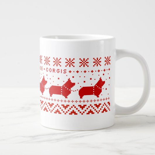 Liebe Joce Peace Corgis Festlicher Weihnachtsfeier Jumbo-Tasse (Rechts)