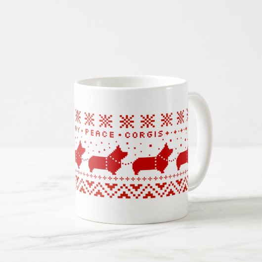 Liebe Joce Peace Corgis Festlicher Weihnachtsfeier Kaffeetasse (VorderseiteRechts)