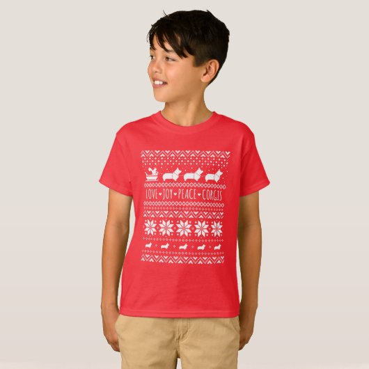 Liebe Joce Peace Corgis Festlicher Weihnachtsfeier T-Shirt (Vorne ganz)