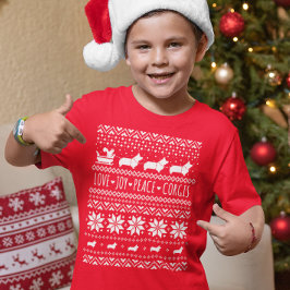 Liebe Joce Peace Corgis Festlicher Weihnachtsfeier T-Shirt