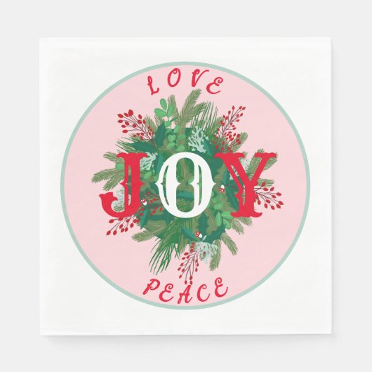 Liebe Joce PEACE Holiday elegante Kleider grün rot Serviette (Vorderseite)