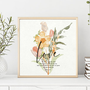 Liebe-Johannes 3:16 orange floral Poster