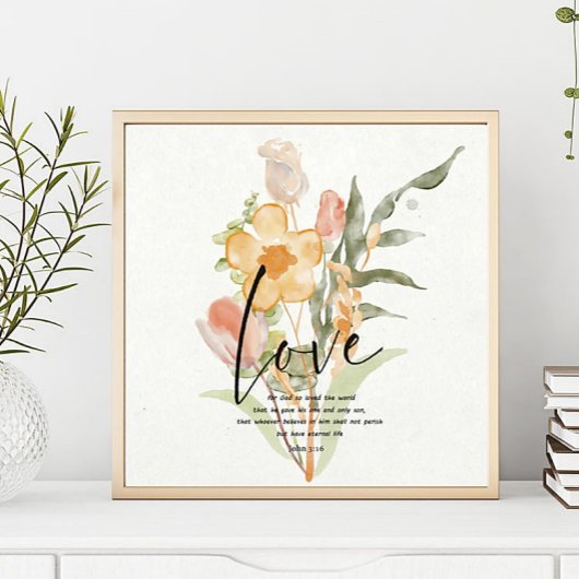 Liebe-John 3:16 orangefarbene Blüte Poster