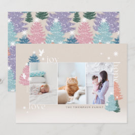 Liebe Joy Hope Pastel Weihnachtsbaumwald 3 Foto Feiertagskarte