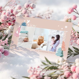 Liebe Joy Hope Pastel Weihnachtsbaumwald 3 Foto Feiertagskarte