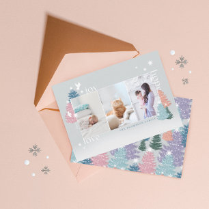 Liebe Joy Hope Pastel Weihnachtsbaumwald 3 Foto Feiertagskarte