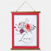 Liebe Joy Peace Aquarellblume Wandteppich Mit Holzrahmen (Vorderseite)