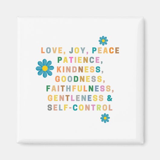 LIEBE, JOY, PEACE - blaue Blume - Abbildung Magnet (Vorne)