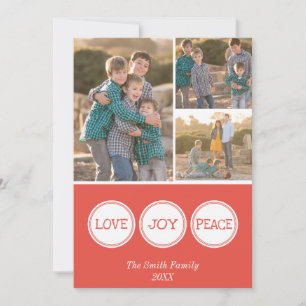 Liebe Joy Peace   Drei Foto Weihnachtskarte Feiertagskarte