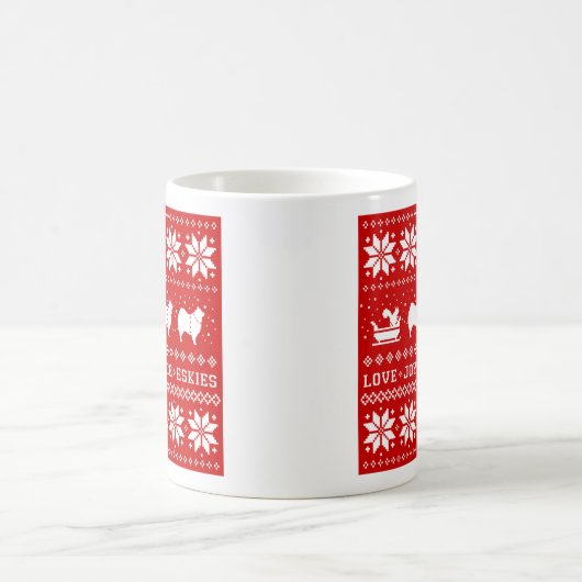 Liebe Joy Peace Eskies - Hunde Weihnachten Kaffeetasse (Mittel)