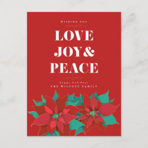 LIEBE JOY & PEACE Frohe Weihnachtsfeiertage Postka Postkarte