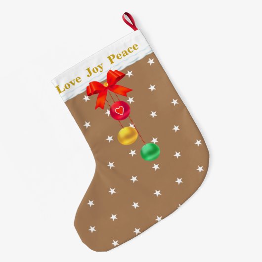 Liebe Joy Peace Großer Weihnachtsstrumpf (Rückseite (Hängend))