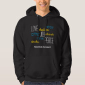 LIEBE JOY PEACE Hebrew Hanukkah Hoodie (Vorderseite)