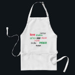 Liebe JOY PEACE Hebrew Personalisiert Schürze<br><div class="desc">Diese Schürze ist ein stilvolles Geschenk für alle, die zu jeder Jahreszeit kochen, aber besonders während der Ferien. Die Wörter LIEBE JOY PEACE einschließlich ihrer hebräischen Übersetzungen sind rot, gelb und grün farbkodiert. Der Text kann angepasst werden, falls Sie etwas ändern möchten. Es gibt einen hellgrauen Platzhalter, der auch anpassbar...</div>