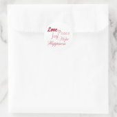Liebe Joy Peace Hope Happy Runder Aufkleber (Tasche)